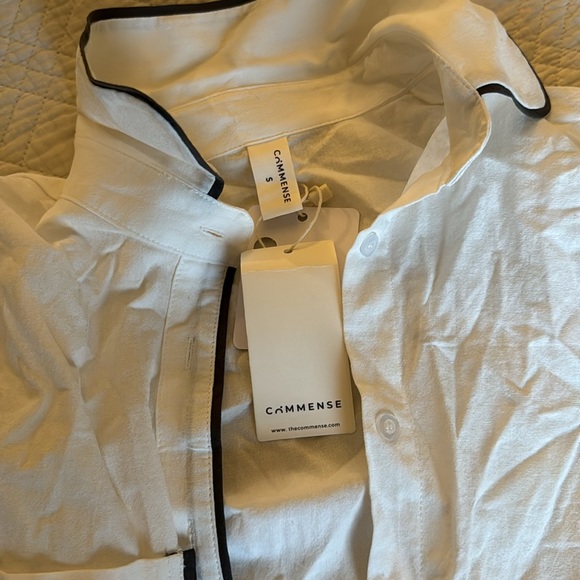 NWT Commense Linen Blend Contrast Trim TOP - Picture 6 of 7